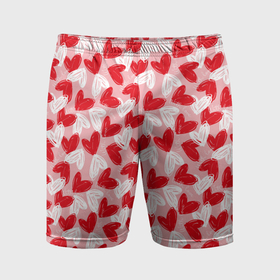 Мужские шорты спортивные с принтом Нарисованные фломастером сердца паттерн ,  |  | Тематика изображения на принте: 