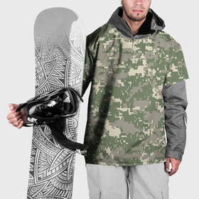 Накидка на куртку 3D с принтом зелено   серый камуфляж в Кировске, 100% полиэстер |  | 