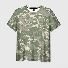 Мужская футболка 3D с принтом зелено   серый камуфляж в Тюмени, 100% полиэфир | прямой крой, круглый вырез горловины, длина до линии бедер | Тематика изображения на принте: 
