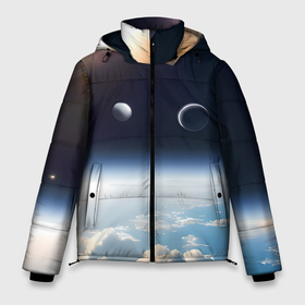 Мужская зимняя куртка 3D с принтом Космос и планета Сатурн в Кировске, верх — 100% полиэстер; подкладка — 100% полиэстер; утеплитель — 100% полиэстер | длина ниже бедра, свободный силуэт Оверсайз. Есть воротник-стойка, отстегивающийся капюшон и ветрозащитная планка. 

Боковые карманы с листочкой на кнопках и внутренний карман на молнии. | 