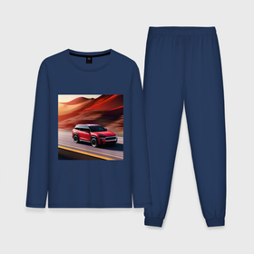 Мужская пижама с лонгсливом хлопок с принтом Машина на пустынной дороге в Рязани,  |  | 