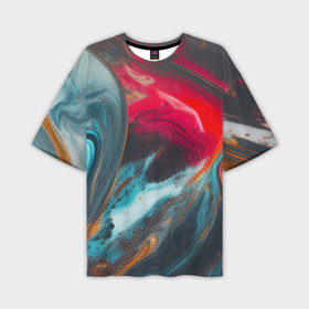 Мужская футболка oversize 3D с принтом Wave of colors в Рязани,  |  | 