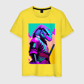 Мужская футболка хлопок с принтом Dragon samurai в Новосибирске, 100% хлопок | прямой крой, круглый вырез горловины, длина до линии бедер, слегка спущенное плечо. | 