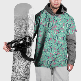 Накидка на куртку 3D с принтом Пастельные сердца паттерн , 100% полиэстер |  | Тематика изображения на принте: 