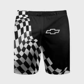 Мужские шорты спортивные с принтом Chevrolet racing flag в Тюмени,  |  | 
