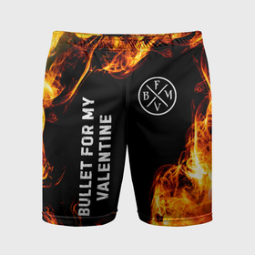 Мужские шорты спортивные с принтом Bullet For My Valentine и пылающий огонь в Екатеринбурге,  |  | 