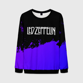 Мужской свитшот 3D с принтом Led Zeppelin purple grunge в Белгороде, 100% полиэстер с мягким внутренним слоем | круглый вырез горловины, мягкая резинка на манжетах и поясе, свободная посадка по фигуре | Тематика изображения на принте: 