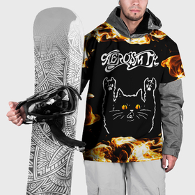 Накидка на куртку 3D с принтом Aerosmith рок кот и огонь в Тюмени, 100% полиэстер |  | 