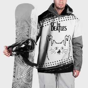 Накидка на куртку 3D с принтом The Beatles рок кот на светлом фоне , 100% полиэстер |  | Тематика изображения на принте: 