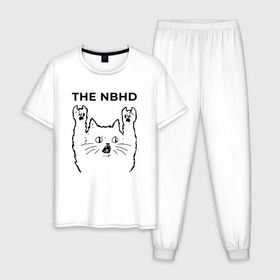 Мужская пижама хлопок с принтом The Neighbourhood   rock cat в Новосибирске, 100% хлопок | брюки и футболка прямого кроя, без карманов, на брюках мягкая резинка на поясе и по низу штанин
 | 