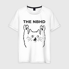 Мужская футболка хлопок с принтом The Neighbourhood   rock cat в Белгороде, 100% хлопок | прямой крой, круглый вырез горловины, длина до линии бедер, слегка спущенное плечо. | Тематика изображения на принте: 