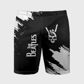 Мужские шорты спортивные с принтом The Beatles и рок символ на темном фоне в Тюмени,  |  | 