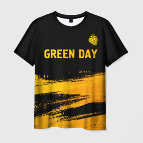 Мужская футболка 3D с принтом Green Day   gold gradient: символ сверху в Екатеринбурге, 100% полиэфир | прямой крой, круглый вырез горловины, длина до линии бедер | 