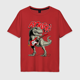 Мужская футболка хлопок Oversize с принтом Rock T Rex в Кировске, 100% хлопок | свободный крой, круглый ворот, “спинка” длиннее передней части | Тематика изображения на принте: 
