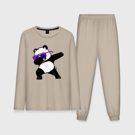 Мужская пижама с лонгсливом хлопок с принтом Dab panda в Тюмени,  |  | 