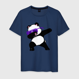 Мужская футболка хлопок с принтом Dab panda в Тюмени, 100% хлопок | прямой крой, круглый вырез горловины, длина до линии бедер, слегка спущенное плечо. | 