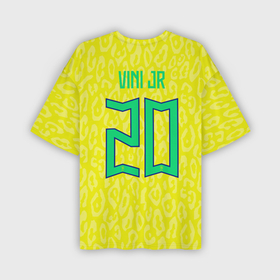 Мужская футболка oversize 3D с принтом Винисиус Жуниор ЧМ 2022 сборная Бразилии домашняя ,  |  | 