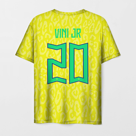 Мужская футболка 3D с принтом Винисиус Жуниор ЧМ 2022 сборная Бразилии домашняя в Курске, 100% полиэфир | прямой крой, круглый вырез горловины, длина до линии бедер | 
