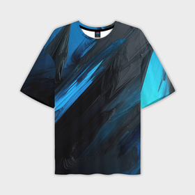 Мужская футболка oversize 3D с принтом Синяя краска на черном фоне в Петрозаводске,  |  | 