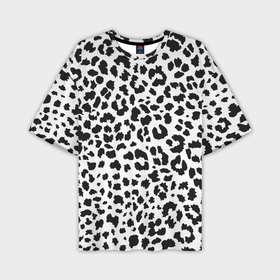 Мужская футболка oversize 3D с принтом Черные леопардовые пятна в Новосибирске,  |  | Тематика изображения на принте: 