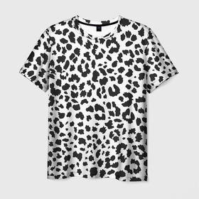 Мужская футболка 3D с принтом Черные леопардовые пятна в Кировске, 100% полиэфир | прямой крой, круглый вырез горловины, длина до линии бедер | Тематика изображения на принте: 
