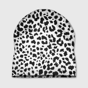 Шапка 3D с принтом Черные леопардовые пятна в Кировске, 100% полиэстер | универсальный размер, печать по всей поверхности изделия | Тематика изображения на принте: 
