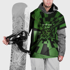Накидка на куртку 3D с принтом Чёрно зелёный геометрический коридор в Екатеринбурге, 100% полиэстер |  | 