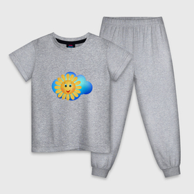 Детская пижама хлопок с принтом Солнышко на небе в Белгороде, 100% хлопок |  брюки и футболка прямого кроя, без карманов, на брюках мягкая резинка на поясе и по низу штанин
 | 