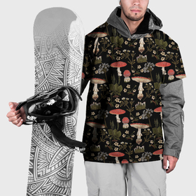 Накидка на куртку 3D с принтом Мухоморы и яблоневые цветы в Курске, 100% полиэстер |  | Тематика изображения на принте: 
