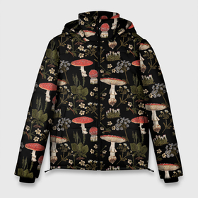 Мужская зимняя куртка 3D с принтом Мухоморы и яблоневые цветы в Тюмени, верх — 100% полиэстер; подкладка — 100% полиэстер; утеплитель — 100% полиэстер | длина ниже бедра, свободный силуэт Оверсайз. Есть воротник-стойка, отстегивающийся капюшон и ветрозащитная планка. 

Боковые карманы с листочкой на кнопках и внутренний карман на молнии. | 