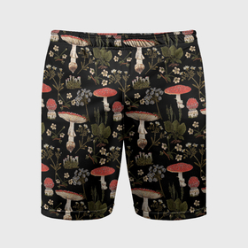 Мужские шорты спортивные с принтом Мухоморы и яблоневые цветы в Тюмени,  |  | 