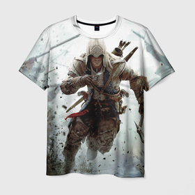 Мужская футболка 3D с принтом Ассасин бежит в Кировске, 100% полиэфир | прямой крой, круглый вырез горловины, длина до линии бедер | 