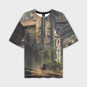 Мужская футболка oversize 3D с принтом Древняя цивилизация и путешественник ,  |  | 