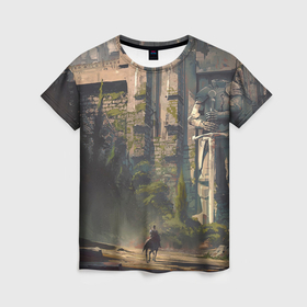Женская футболка 3D с принтом Древняя цивилизация и путешественник в Кировске, 100% полиэфир ( синтетическое хлопкоподобное полотно) | прямой крой, круглый вырез горловины, длина до линии бедер | 