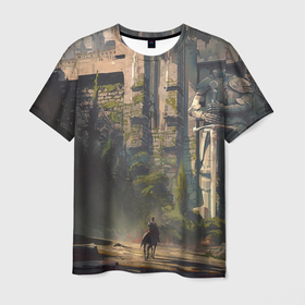 Мужская футболка 3D с принтом Древняя цивилизация и путешественник в Белгороде, 100% полиэфир | прямой крой, круглый вырез горловины, длина до линии бедер | 