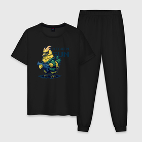 Мужская пижама хлопок с принтом Chicken Gun рэмбо в Курске, 100% хлопок | брюки и футболка прямого кроя, без карманов, на брюках мягкая резинка на поясе и по низу штанин
 | Тематика изображения на принте: 