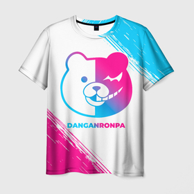 Мужская футболка 3D с принтом Danganronpa neon gradient style в Курске, 100% полиэфир | прямой крой, круглый вырез горловины, длина до линии бедер | 