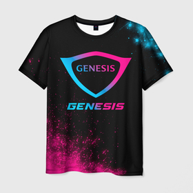 Мужская футболка 3D с принтом Genesis   neon gradient в Новосибирске, 100% полиэфир | прямой крой, круглый вырез горловины, длина до линии бедер | 
