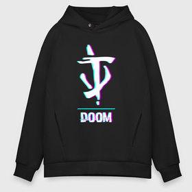 Мужское худи Oversize хлопок с принтом Doom в стиле glitch и баги графики в городе Новоалтайск, френч-терри — 70% хлопок, 30% полиэстер. Мягкий теплый начес внутри —100% хлопок | боковые карманы, эластичные манжеты и нижняя кромка, капюшон на магнитной кнопке | Тематика изображения на принте: 