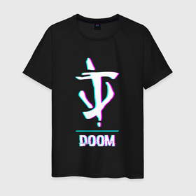 Мужская футболка хлопок с принтом Doom в стиле glitch и баги графики , 100% хлопок | прямой крой, круглый вырез горловины, длина до линии бедер, слегка спущенное плечо. | 