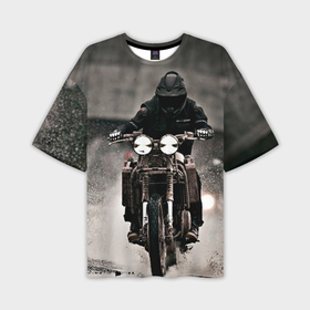Мужская футболка oversize 3D с принтом Мотоцикл в дождь в Тюмени,  |  | 