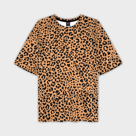 Мужская футболка oversize 3D с принтом Оранжевое леопардовое поле ,  |  | 
