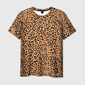 Мужская футболка 3D с принтом Оранжевое леопардовое поле , 100% полиэфир | прямой крой, круглый вырез горловины, длина до линии бедер | 
