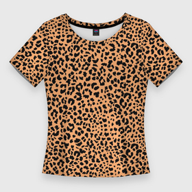 Женская футболка 3D Slim с принтом Оранжевое леопардовое поле ,  |  | 