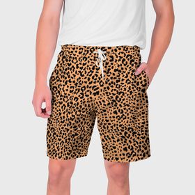Мужские шорты 3D с принтом Оранжевое леопардовое поле в Кировске,  полиэстер 100% | прямой крой, два кармана без застежек по бокам. Мягкая трикотажная резинка на поясе, внутри которой широкие завязки. Длина чуть выше колен | 