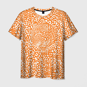 Мужская футболка 3D с принтом Добрый рыжий леопард в Санкт-Петербурге, 100% полиэфир | прямой крой, круглый вырез горловины, длина до линии бедер | Тематика изображения на принте: 