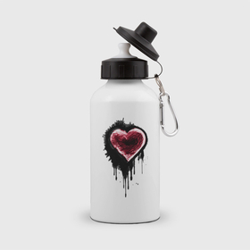 Бутылка спортивная с принтом Красное сердце в Тюмени, металл | емкость — 500 мл, в комплекте две пластиковые крышки и карабин для крепления | Тематика изображения на принте: 