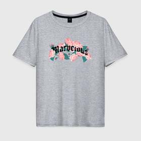 Мужская футболка хлопок Oversize с принтом Розы   marvelous в Кировске, 100% хлопок | свободный крой, круглый ворот, “спинка” длиннее передней части | 