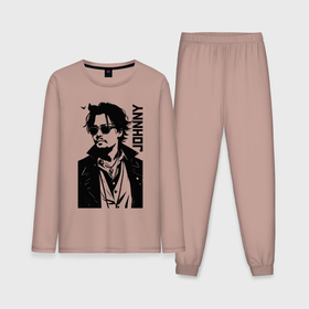 Мужская пижама с лонгсливом хлопок с принтом Johnny Depp   graphics ,  |  | 