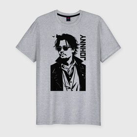 Мужская футболка хлопок Slim с принтом Johnny Depp   graphics , 92% хлопок, 8% лайкра | приталенный силуэт, круглый вырез ворота, длина до линии бедра, короткий рукав | 